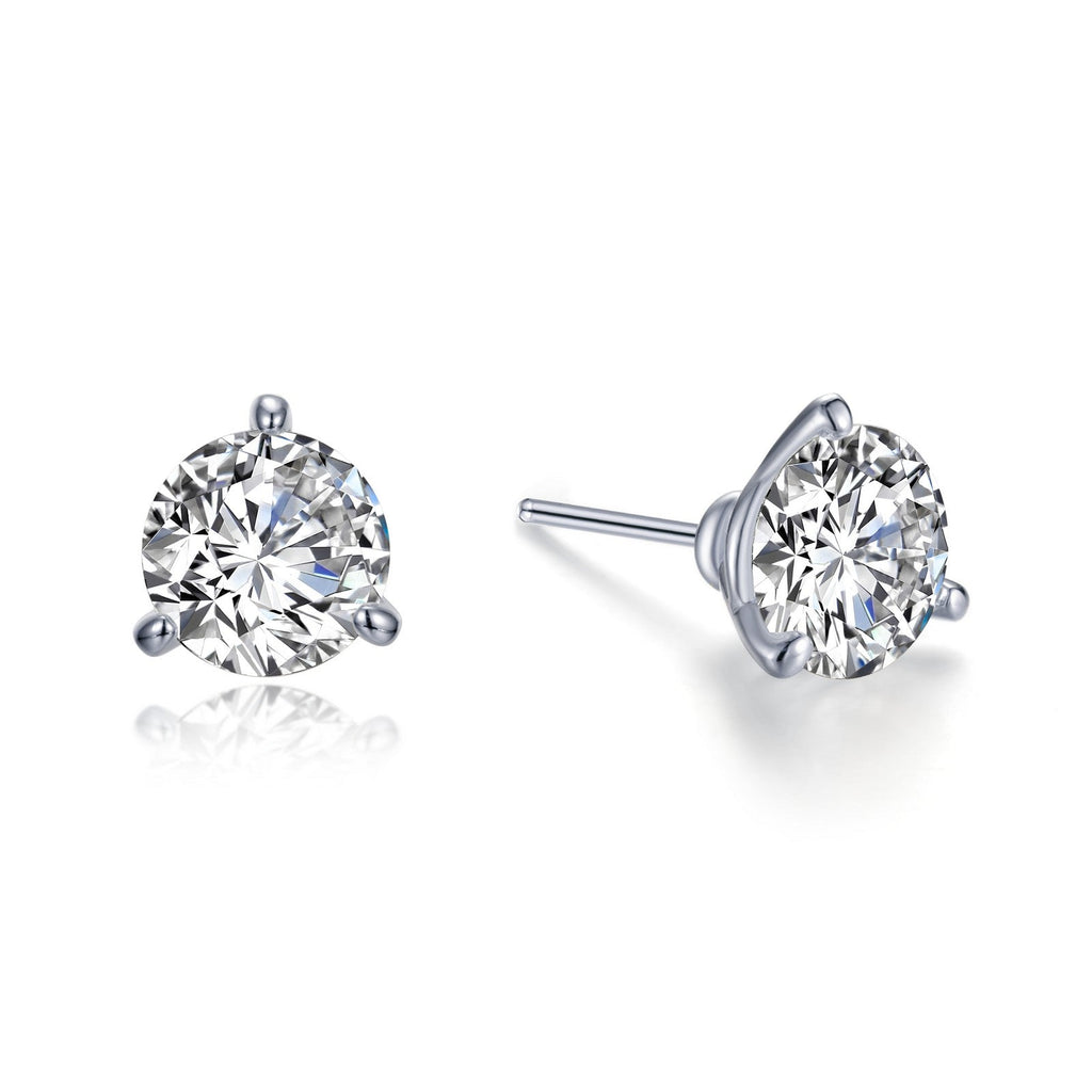 Simulated diamond stud earrings, platinum bonded silver.
