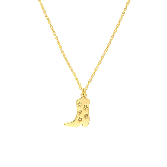 Yellow gold boot pendant with star engravings.