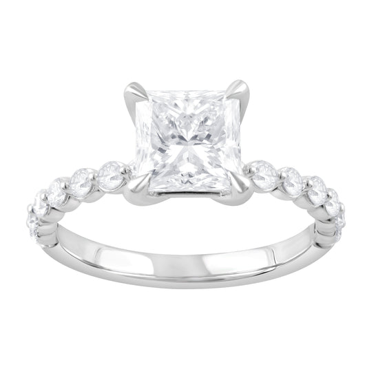 ReMARKable Designs Lab-Grown Diamond Complete Engagement Ring in 14 Karat White Gold, Clarity: VS1, Color: F, Size: 7