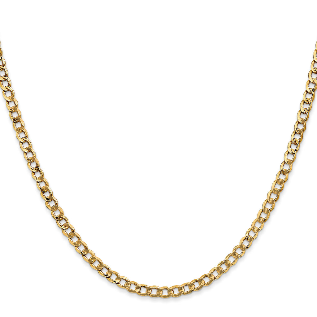 14K yellow gold curb chain necklace, polished finish.