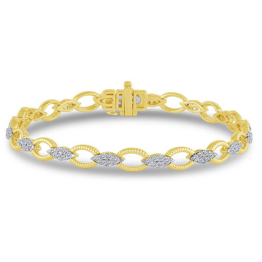 IRENA JEWELS Natural Diamond Bracelet in 10 Karat Yellow Gold with 1.00ctw Round Diamonds