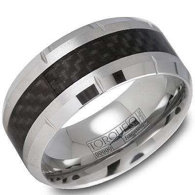 Tungsten carbide black-grey carved band, 10MM width.