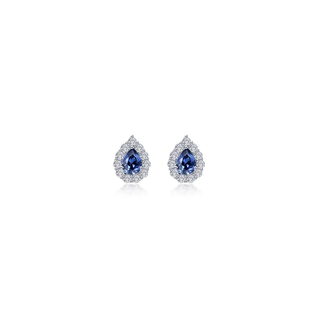 Pear-shaped sapphire earrings with diamond accents.