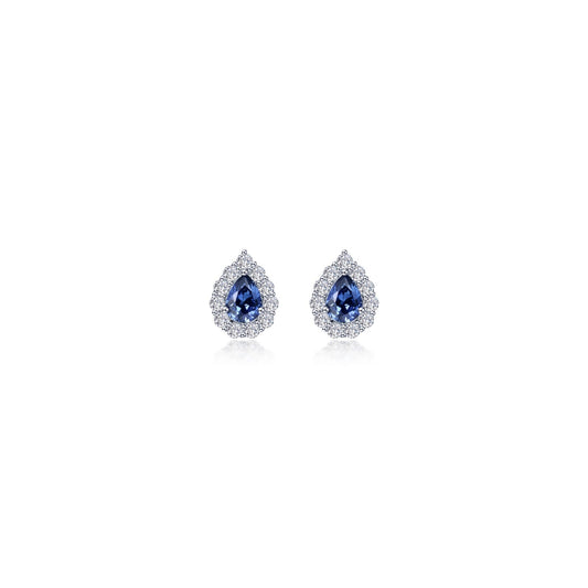 Pear-shaped sapphire earrings with diamond accents.