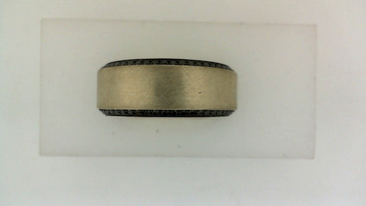 Yellow gold band with textured black edges.