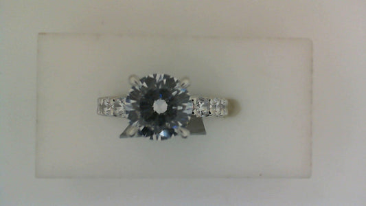 14K white gold ring with rose-cut diamonds.