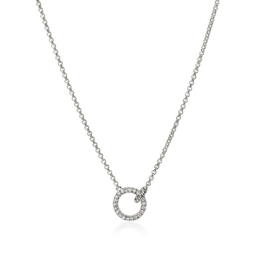 Sterling silver circle diamond necklace.