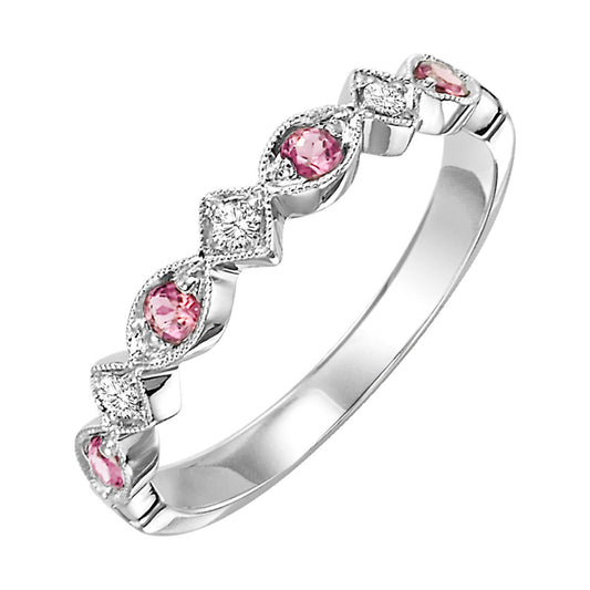Pink tourmaline and diamond white gold band.