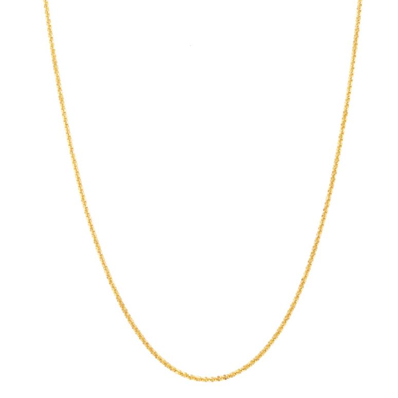 14K yellow gold tinsel chain necklace.
