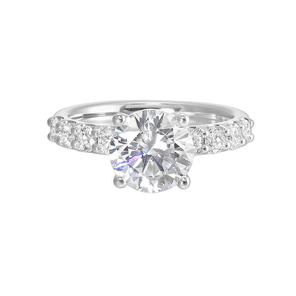 14K white gold ring with round diamonds.