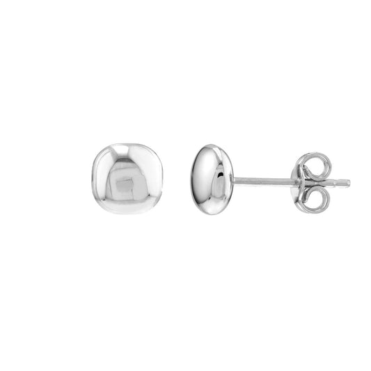 14K white gold polished stud earrings.