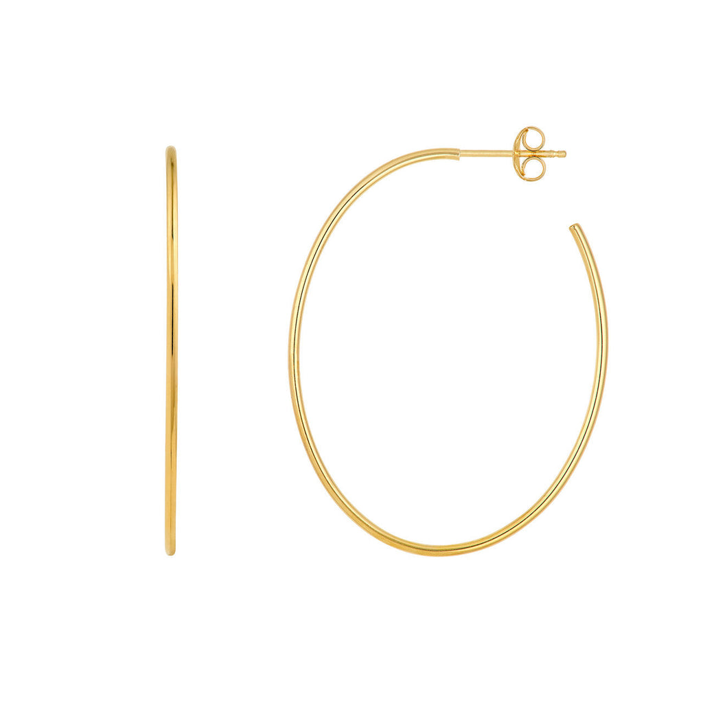 14K Yellow Gold Oval Hoop Earrings