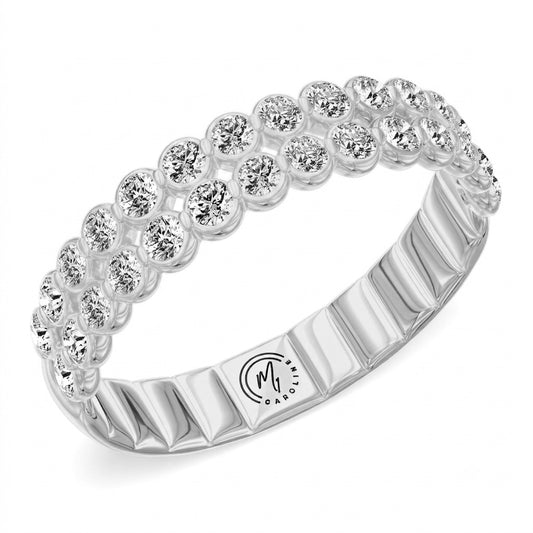 Round diamond wedding band, 14K yellow gold.