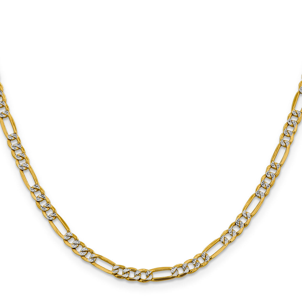 14K white-yellow gold Figaro chain, polished finish.