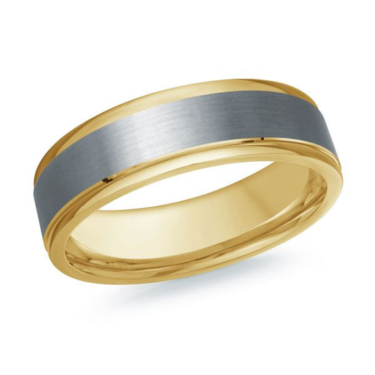 Tantalum and yellow gold carved men's band.