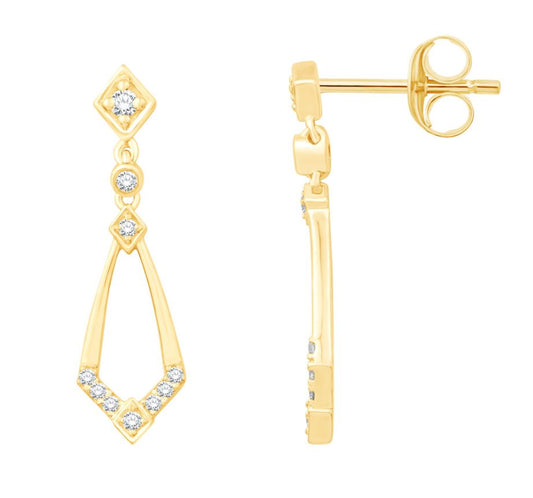 ReMARKable Designs Dangle Natural Diamond Earrings in 14 Karat Yellow Gold with 0.23ctw Round Diamonds