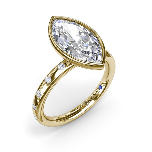 14K gold ring with marquise diamond.