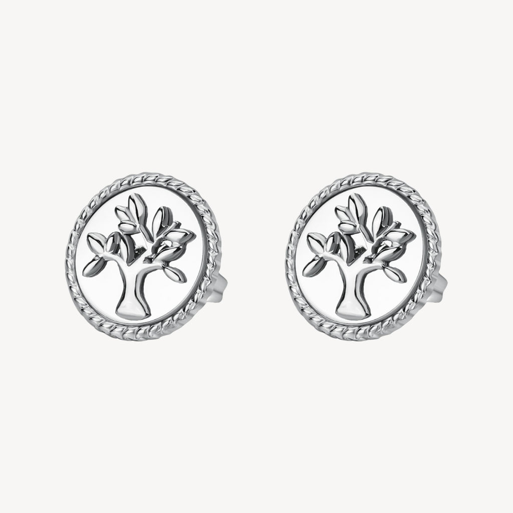 Stainless steel tree design stud earrings.