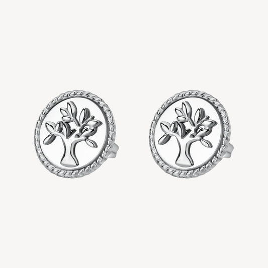 Stainless steel tree design stud earrings.
