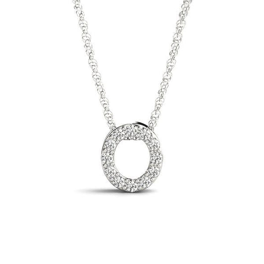Round diamond pendant, white gold necklace.
