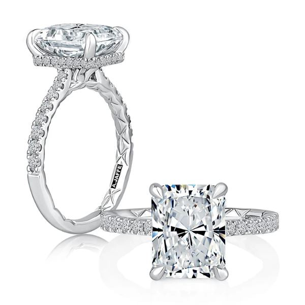 14K white gold ring with round diamonds.