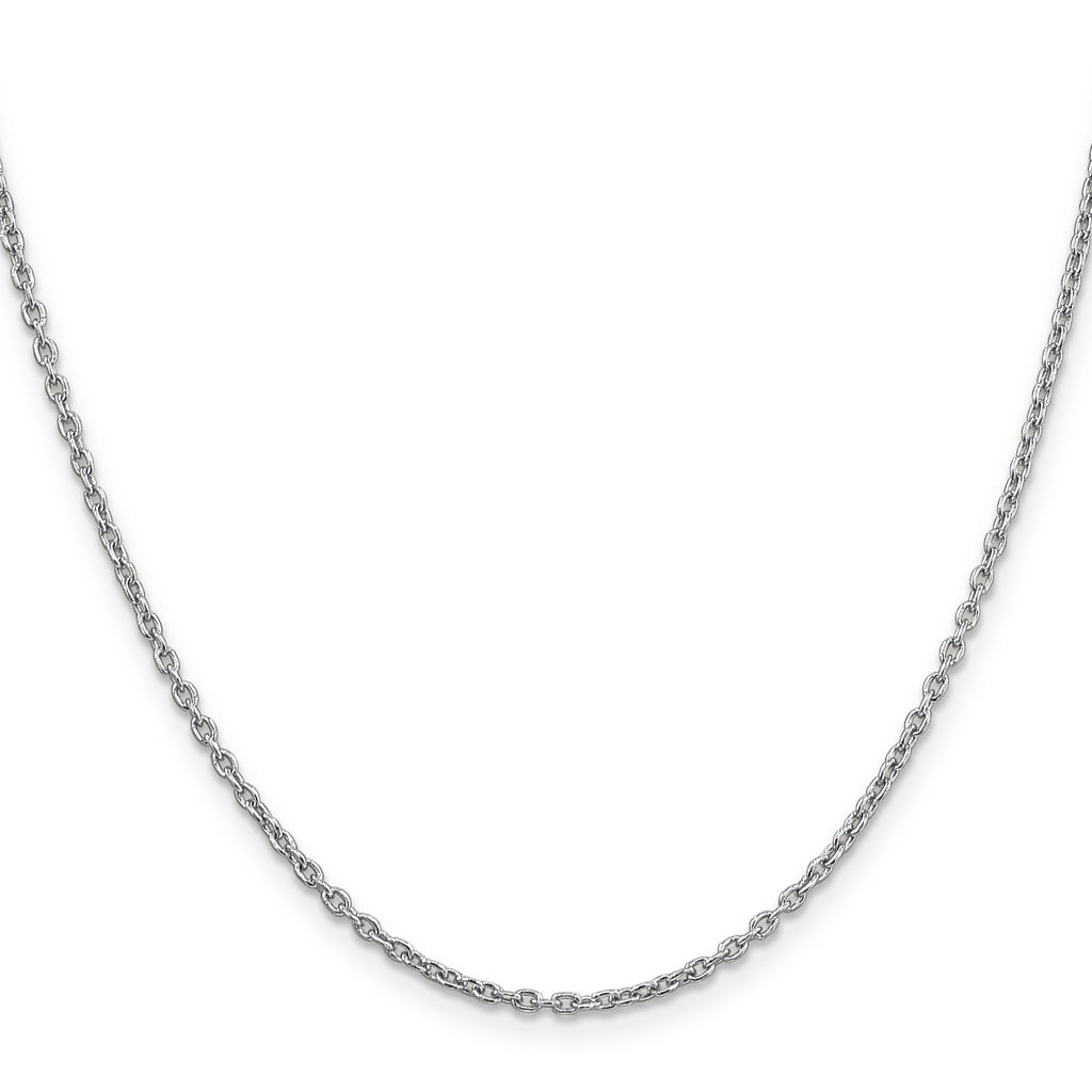 14K white gold cable link chain.