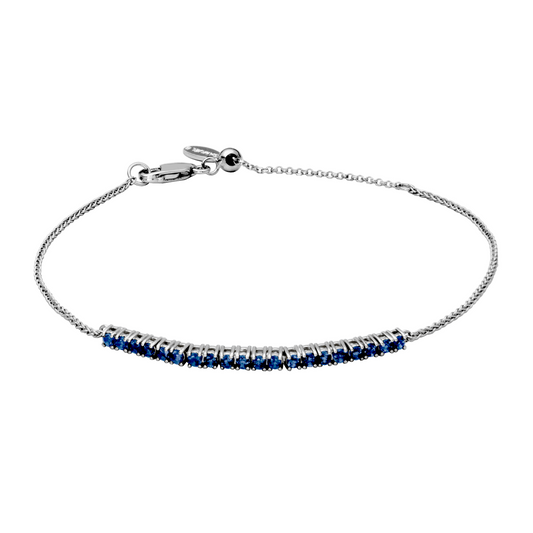 Sterling silver bracelet with blue gemstones.