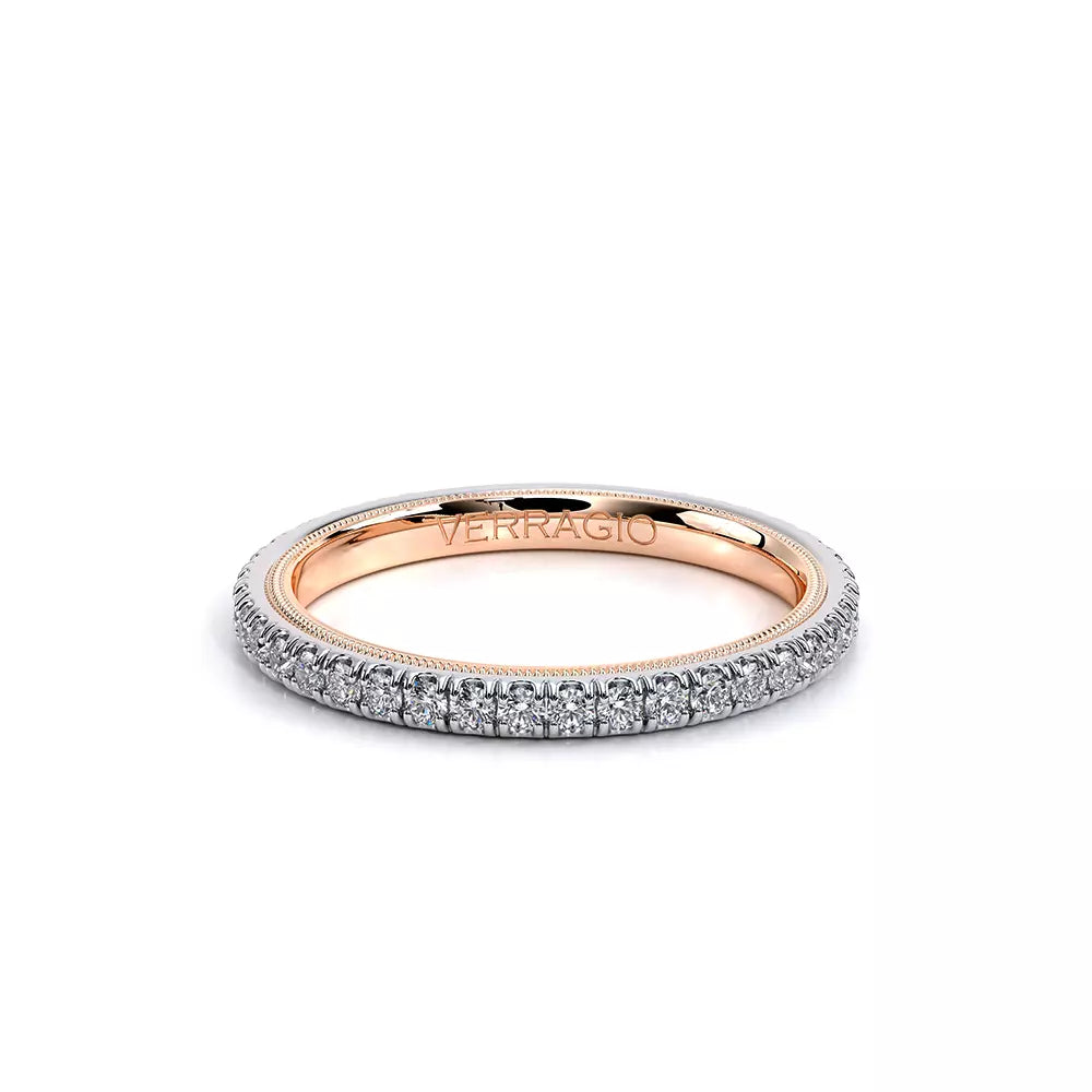 Verragio diamond band, white-rose gold, round stones.