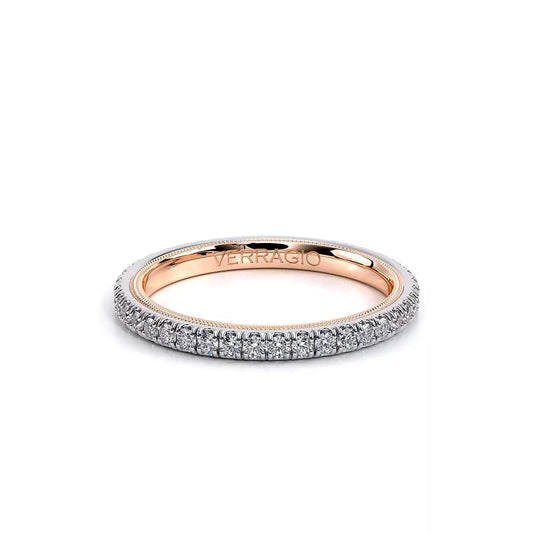 Verragio diamond band, white-rose gold, round stones.