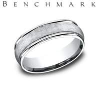 Tantalum white carved men's band, wire brush finish.