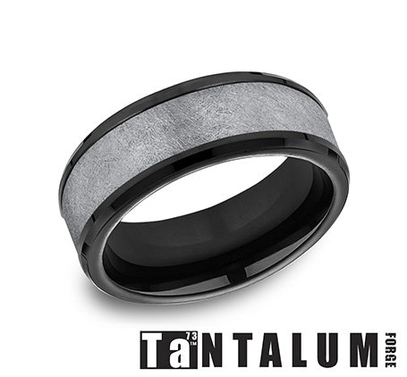Tantalum titanium band, black and grey finish.