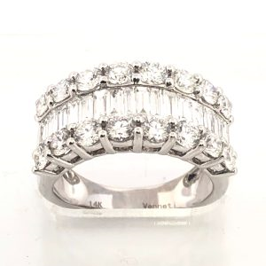 Baguette and round diamond wedding band.