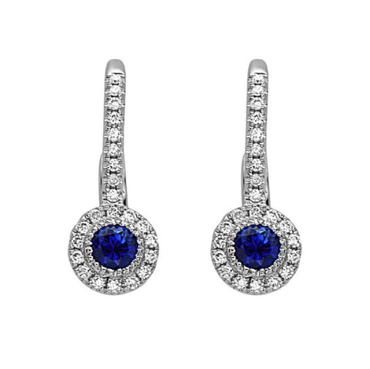 Sapphire and diamond white gold earrings.