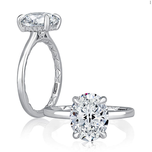 14K white gold diamond semi-mount ring.