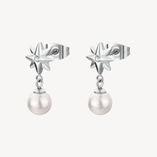 Star-shaped studs with pearl drops.