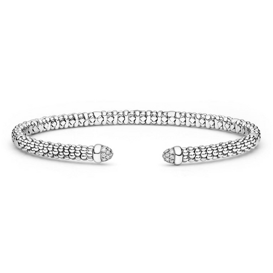 Sterling silver cuff with diamond accents.