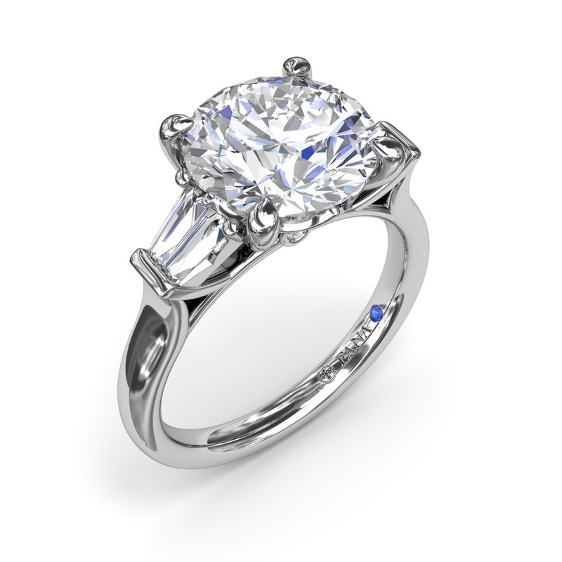14K white gold ring with baguette diamonds.