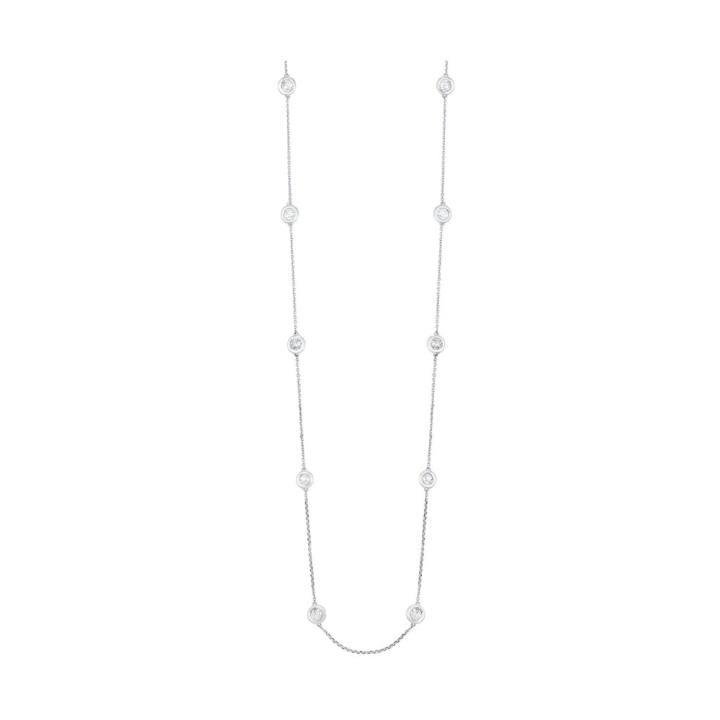 Diamond necklace with round stones, white gold.