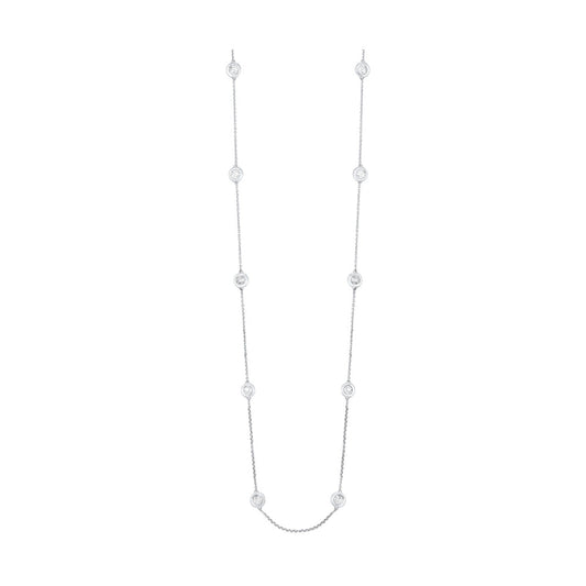 Diamond necklace with round stones, white gold.