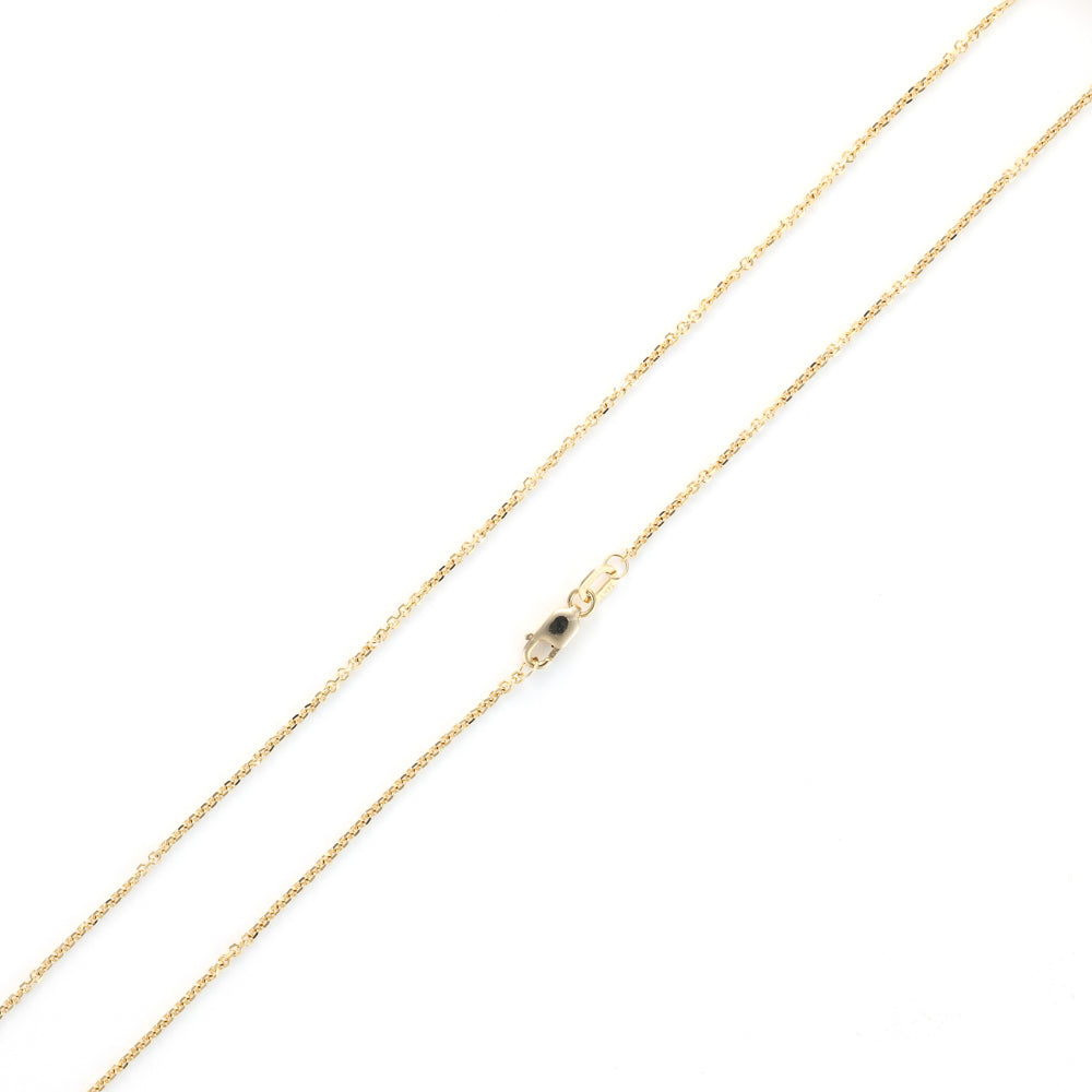 14K yellow gold cable link chain, clasp.