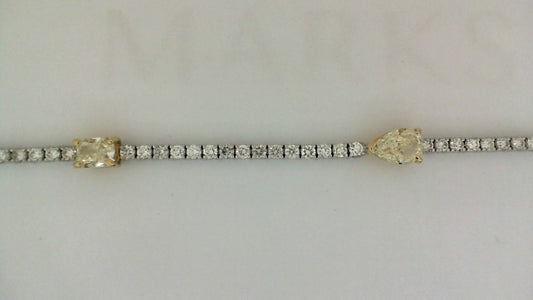 ReMARKable Designs Natural Diamond Bracelet in 18 Karat White-Yellow Gold with 1.01ctw SI1 Cushion Diamond