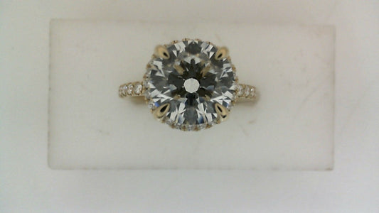 ReMARKable Designs Hidden Accent Side Stone Lab-Grown Diamond Complete Engagement Ring in 14 Karat Yellow Gold, Size 7