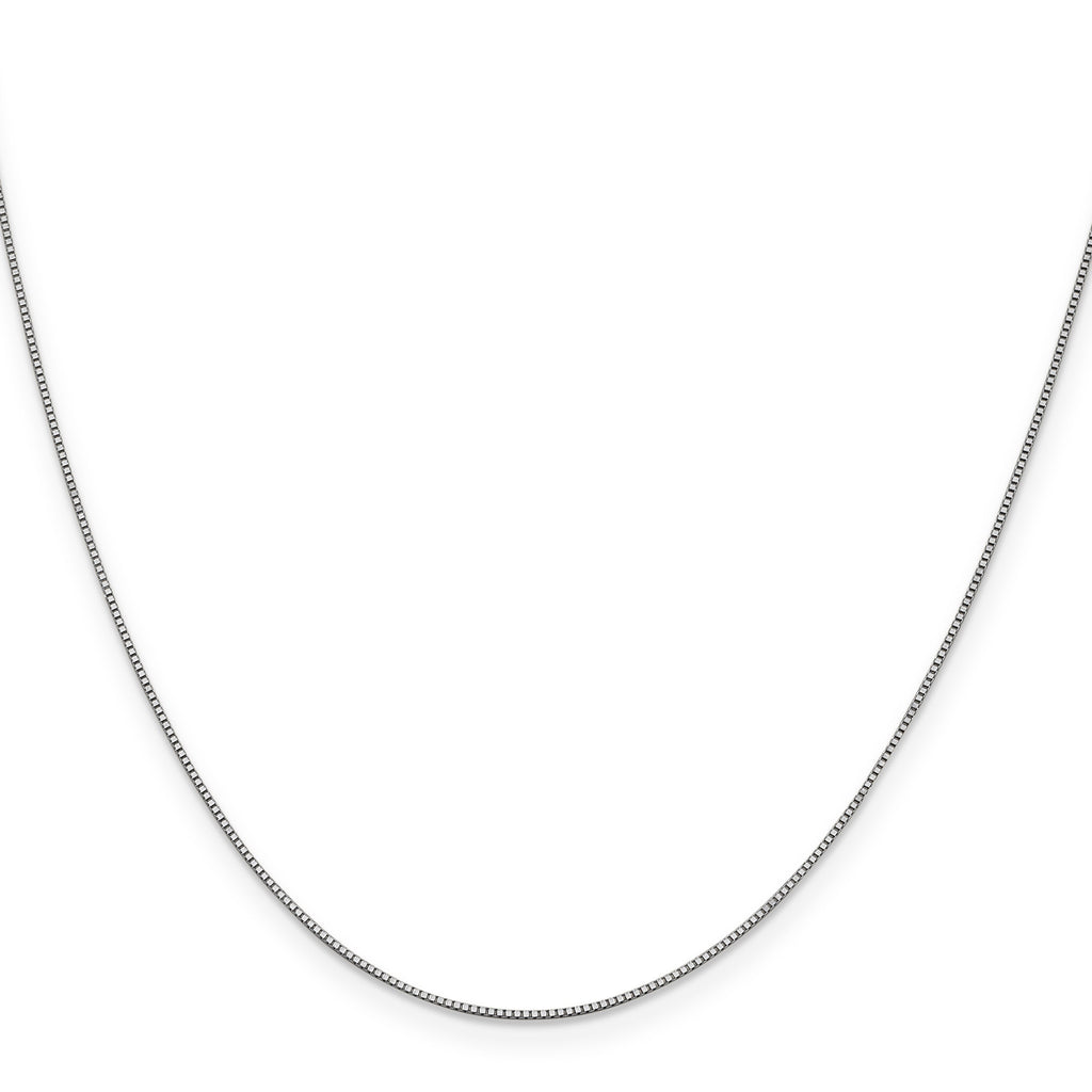 14K white gold sleek box chain.