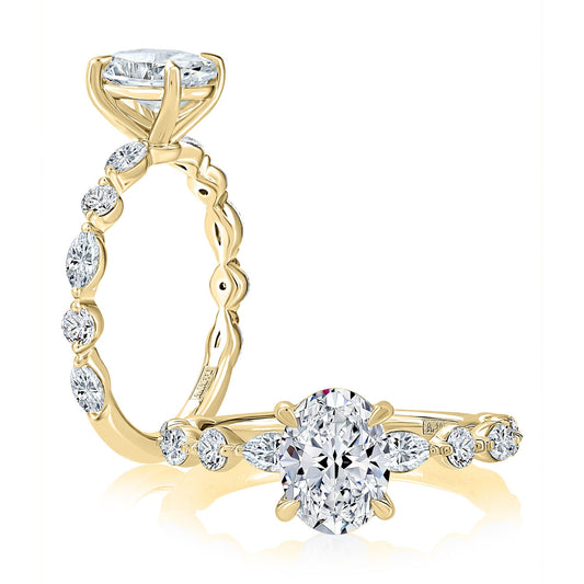 Marquise diamond ring with side stones.