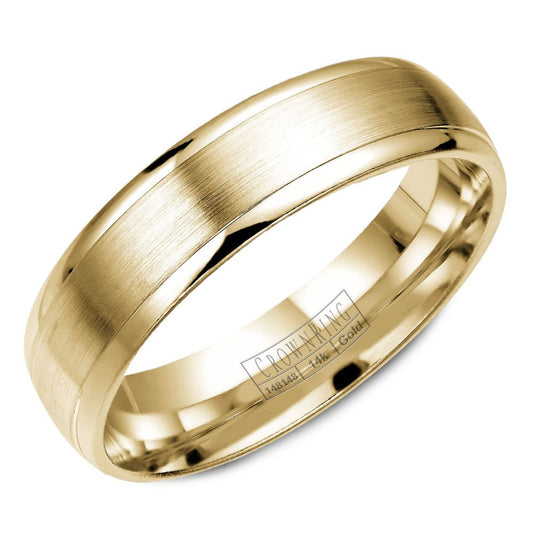 14K Yellow Gold Carved Band, Polished Satin Finish