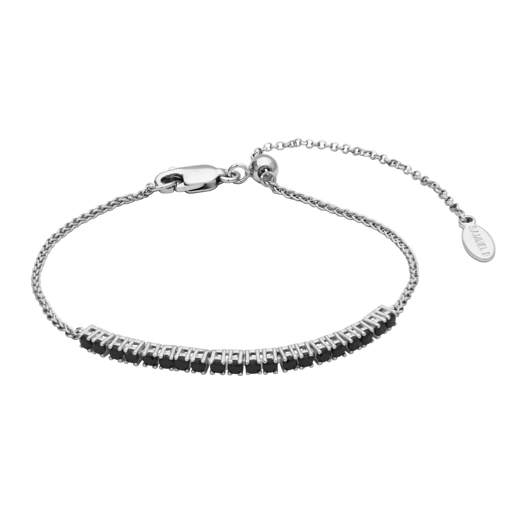 Sterling silver bracelet with black spinels.