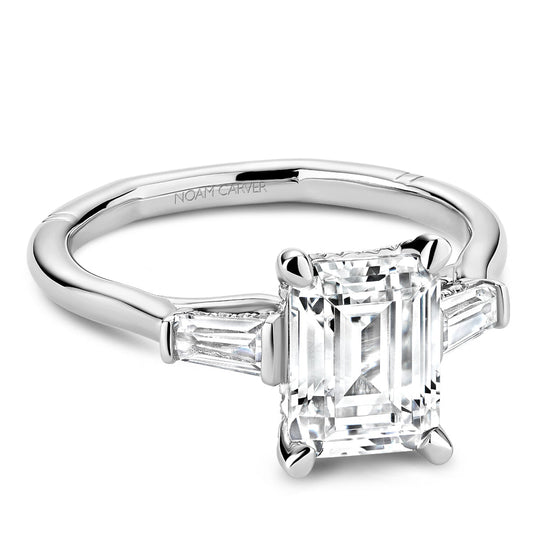 14K white gold ring with baguette diamonds.