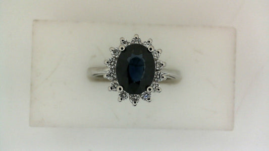 ReMARKable Designs Oval Sapphire Color Gemstone Ring in Platinum White with 2.73ctw
