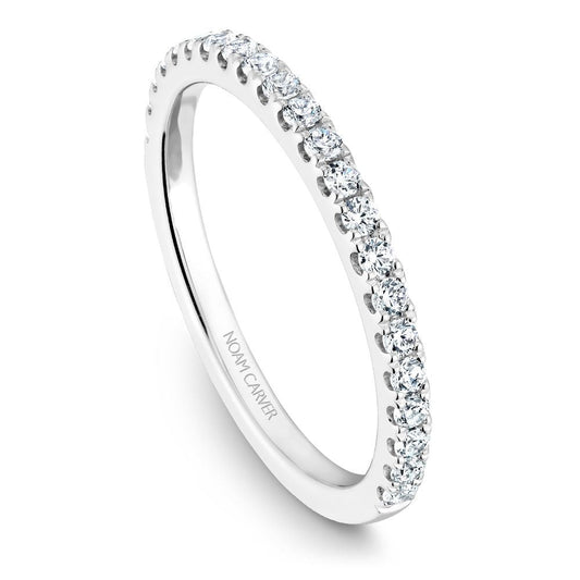 Elegant white gold diamond wedding band.