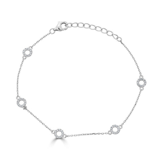 14K white gold bracelet with diamond circles.